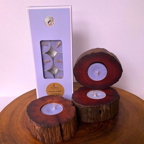Ten scented tea-light cups burn brightly for eight hours each and are presented in a windowed gift-box.