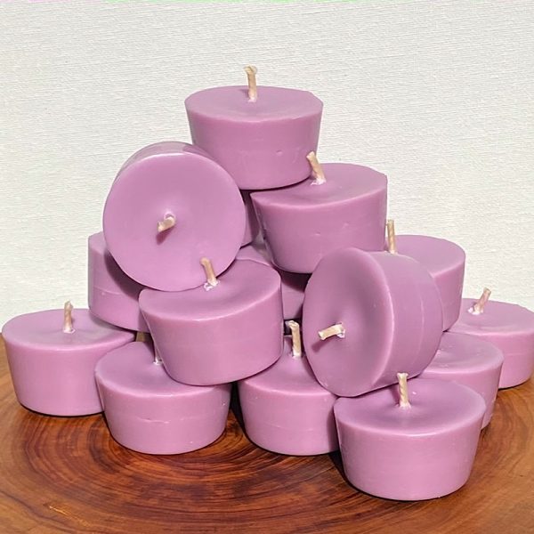 Twenty Relaxation Blend pure soy Votives burn brightly for a total of 240 hours.