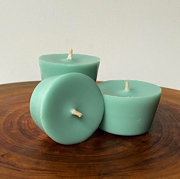 Three Patchouli & Sandalwood pure soy Votives burn brightly for a total of 36 hours with a soothing, sophisticated aroma.