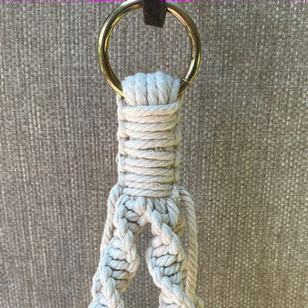 High quality large Macrame hanger features sturdy cord with robust knotting and heavyduty hanging ring.
