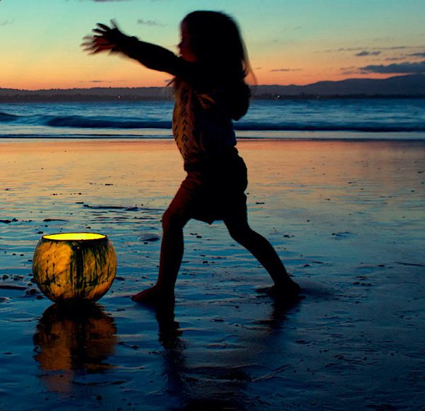 Glowing colours from this lantern reflect the colours of the sunset. Photo by Frank Gumley